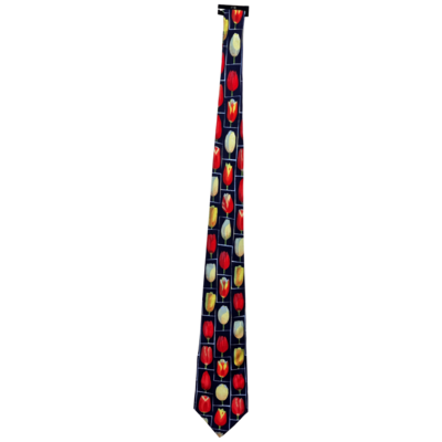 Zijden stropdas tulpen marine