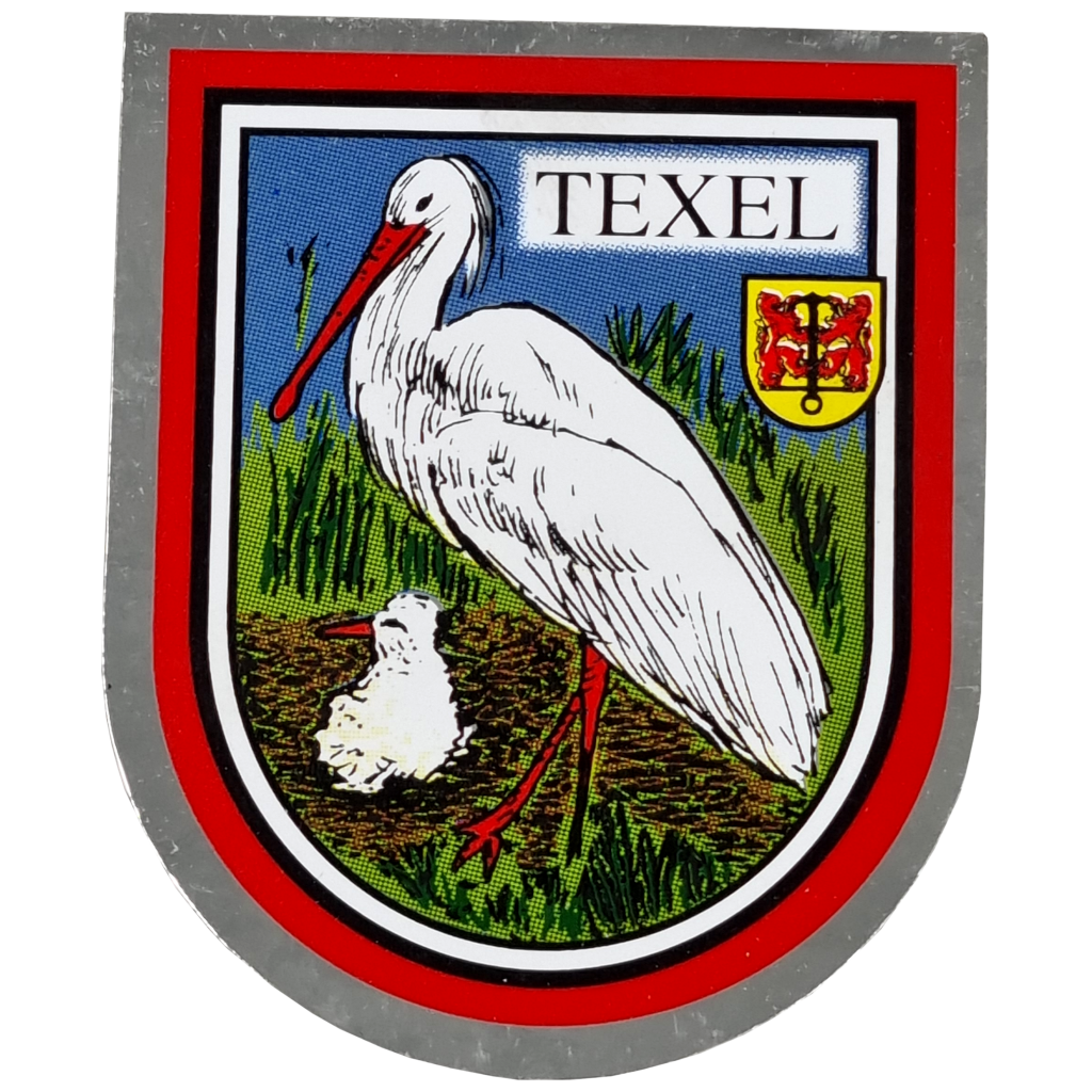 Sticker Texel ooievaar + baby
