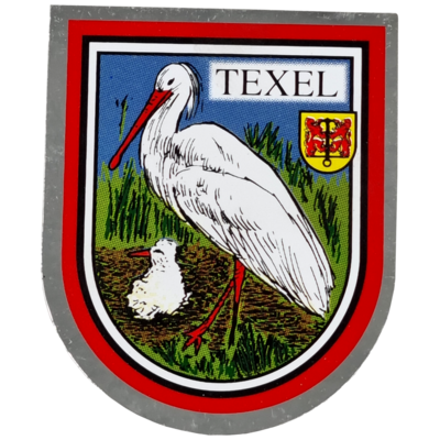 Sticker Texel ooievaar + baby