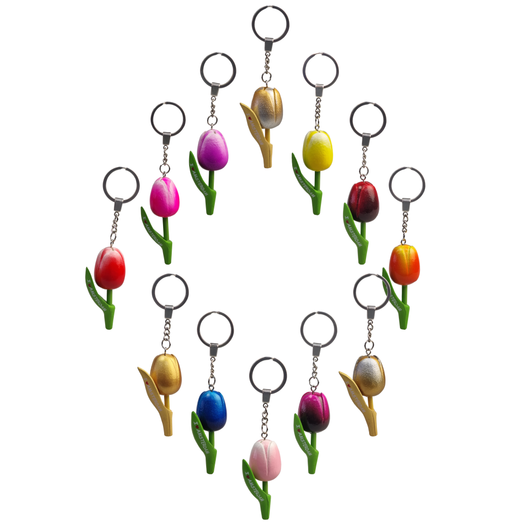 Fleurige Tulpen Sleutelhanger I ♥ Amsterdam