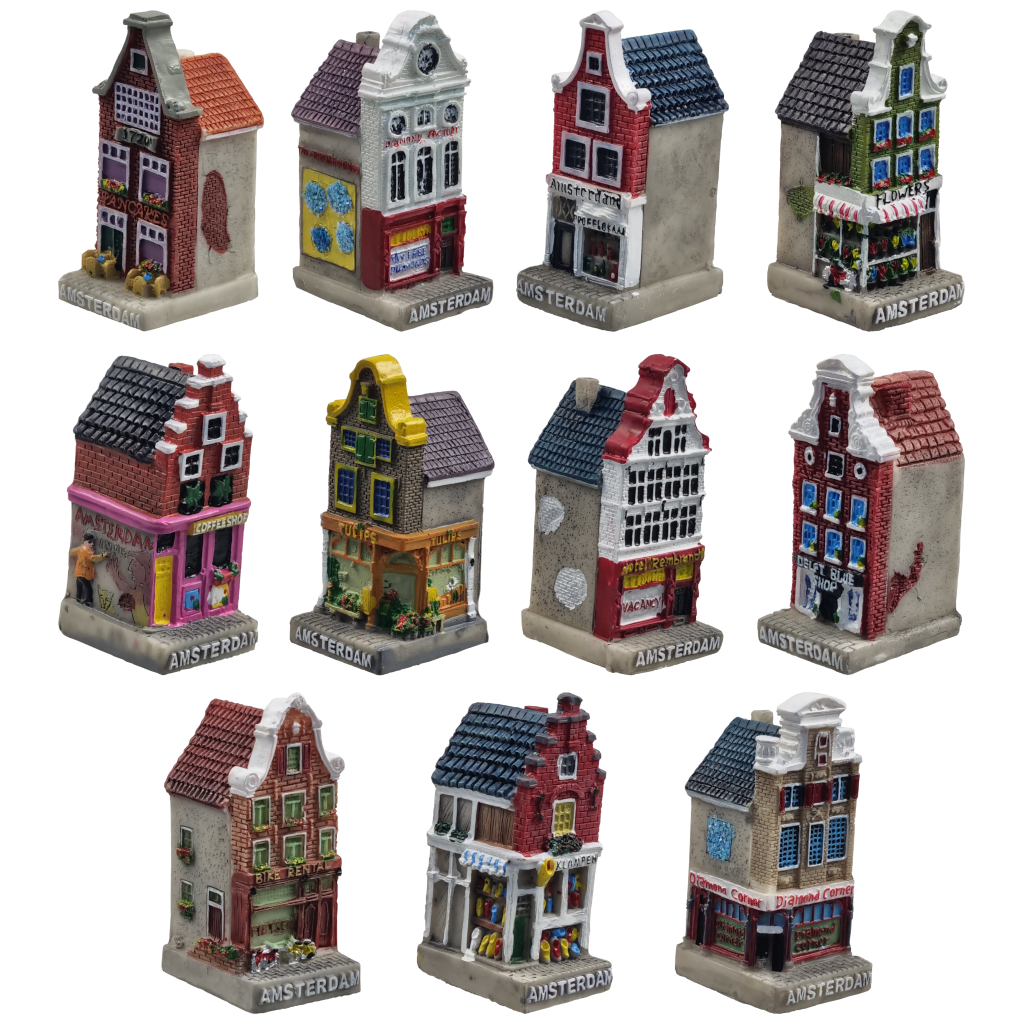 3-Dimensionale Amsterdam Gevelhuisjes met stoep, 6 cm