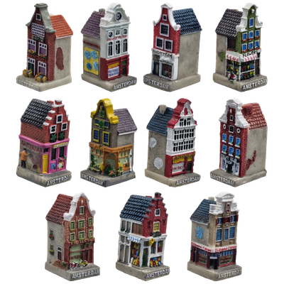 3-Dimensionale Amsterdam Gevelhuisjes met stoep, 6 cm