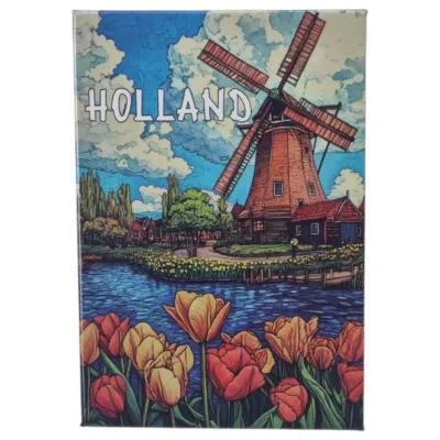 Memo papier Holland molen + gekleurde tulpen