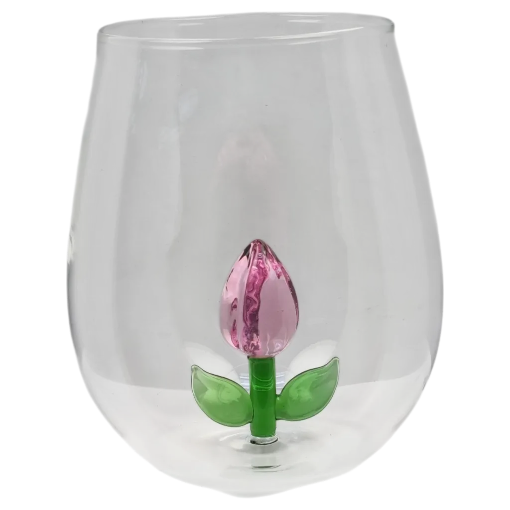 Glazen  LED-Kaarshouder met 3D Tulp