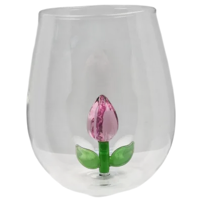 Glazen  LED-Kaarshouder met 3D Tulp