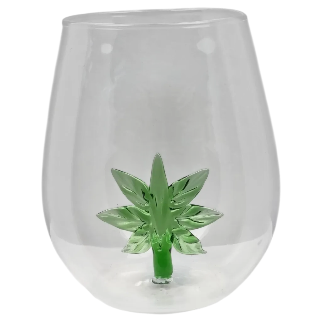 Glazen  LED-Kaarshouder met 3D Weedblad