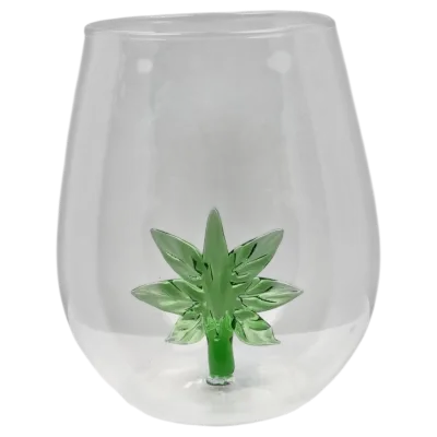 Glazen  LED-Kaarshouder met 3D Weedblad