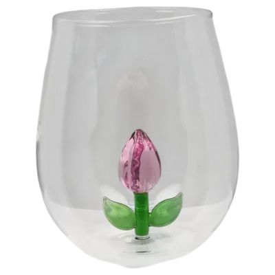 Glazen  LED-Kaarshouder met 3D Tulp