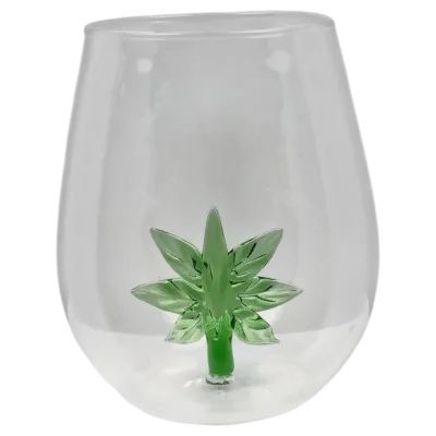 Glazen  LED-Kaarshouder met 3D Weedblad