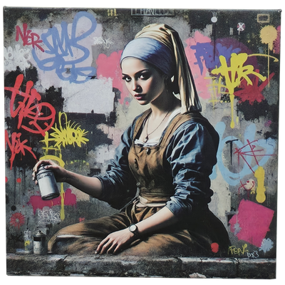 Meisje met de parel met spuitbus