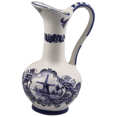 Delfts blauwe Vaas met oor 16.5 cm