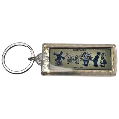 Sleutelhanger Knipperende hanger met Delft blauwe tekeningen