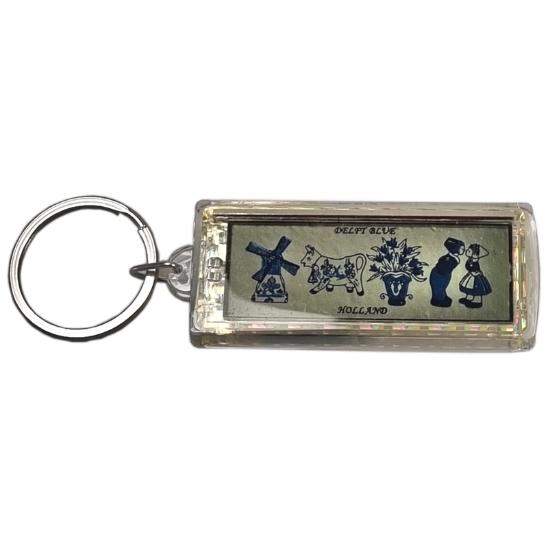 Sleutelhanger Knipperende hanger met Delft blauwe tekeningen