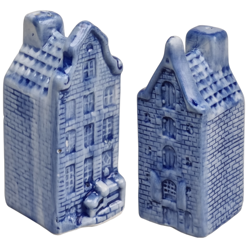 Delfts blauwe Peper en zout huisjes 8 cm