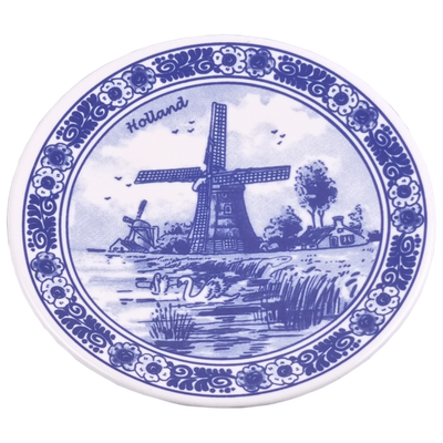 Delfts blauwe Wandbord, Molen 10 cm in doos