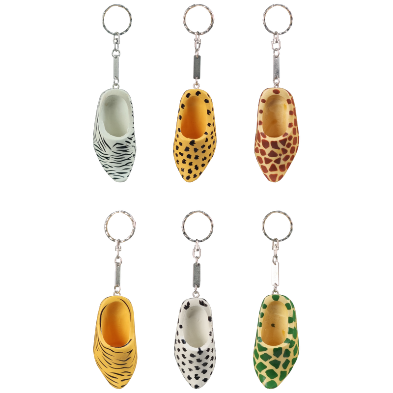 Klompje Safari 6 cm, 6 assorti - sleutelhanger