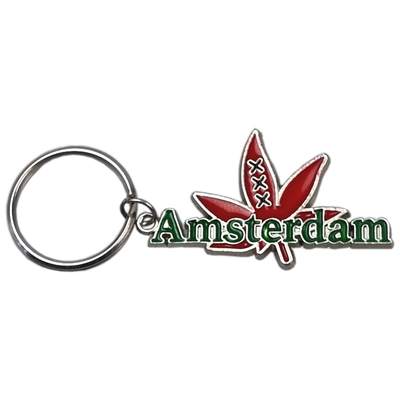 Sleutelhanger Amsterdam weedblad rood