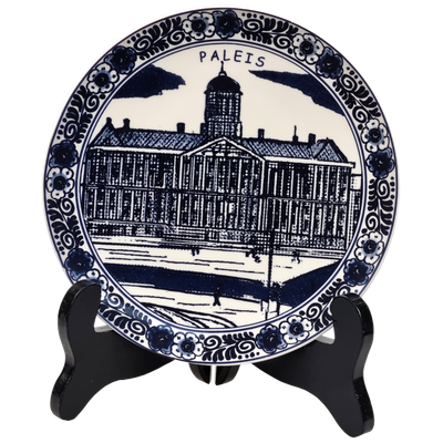 Delfts blauwe Wandbord, Amsterdam Paleis 18 cm in doos