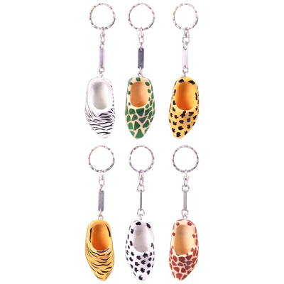 Klompje Safari 8 cm, 6 assorti - sleutelhanger