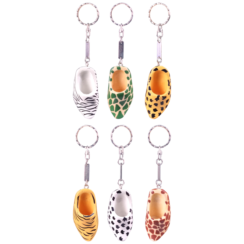 Klompje Safari 8 cm, 6 assorti - sleutelhanger