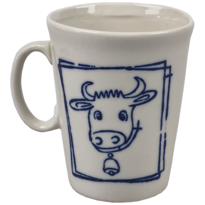 Mok, koe motief blauw