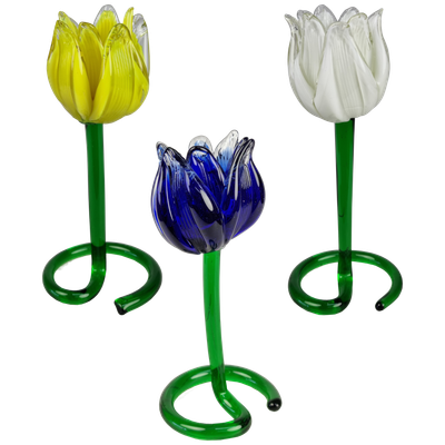 Kandelaar glazen tulp op voet 22cm