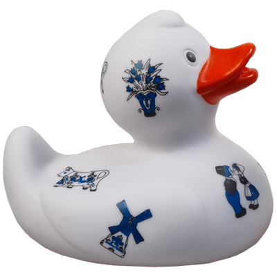 Badeend met Delfts blauwe tekeningen