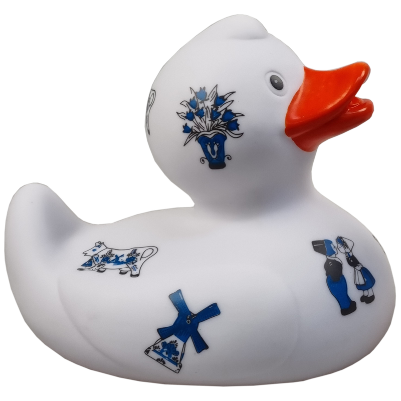 Badeend met Delfts blauwe tekeningen