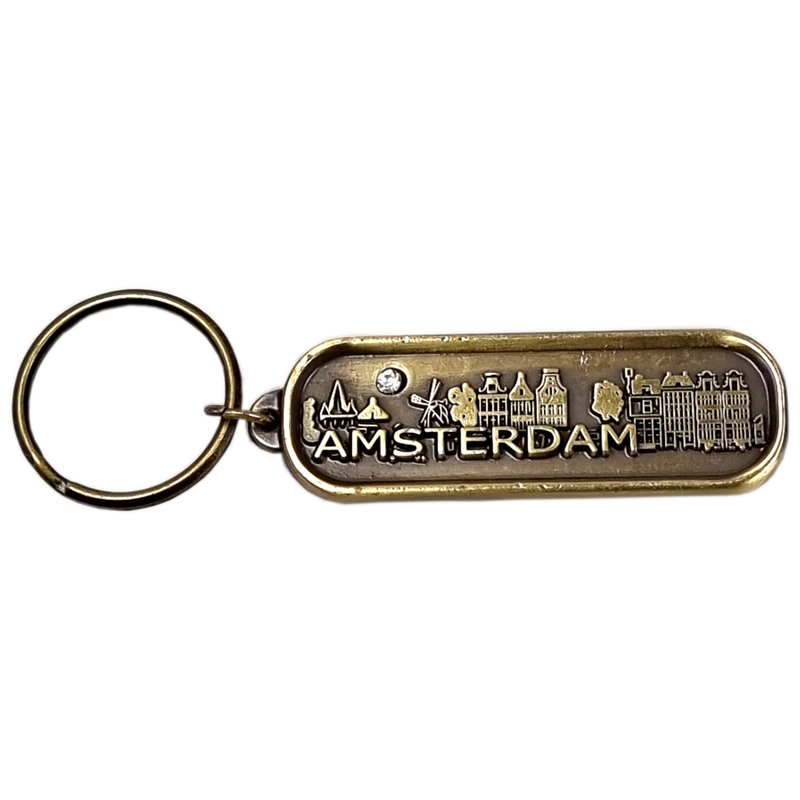 Sleutelhanger Amsterdam skyline brons