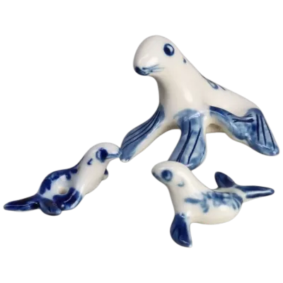 Delfts blauwe Setje van 3 Zeehonden