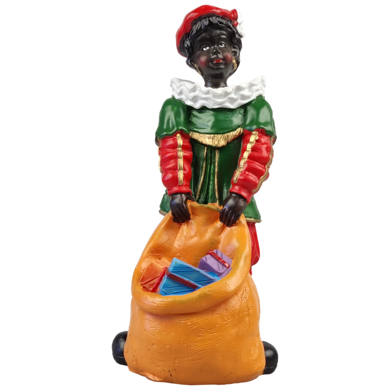 Zwarte Piet met zak 14 cm