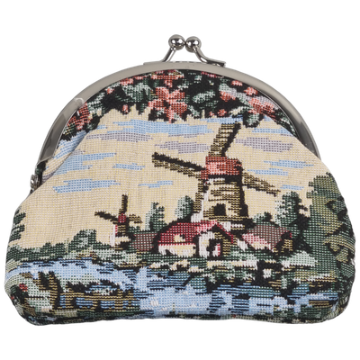 Gobelin Portemonnee klein molenmotief ronde beugel