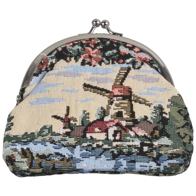 Gobelin Portemonnee klein molenmotief ronde beugel