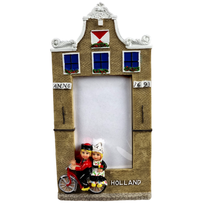 Fotolijstje boer en boerin op fiets