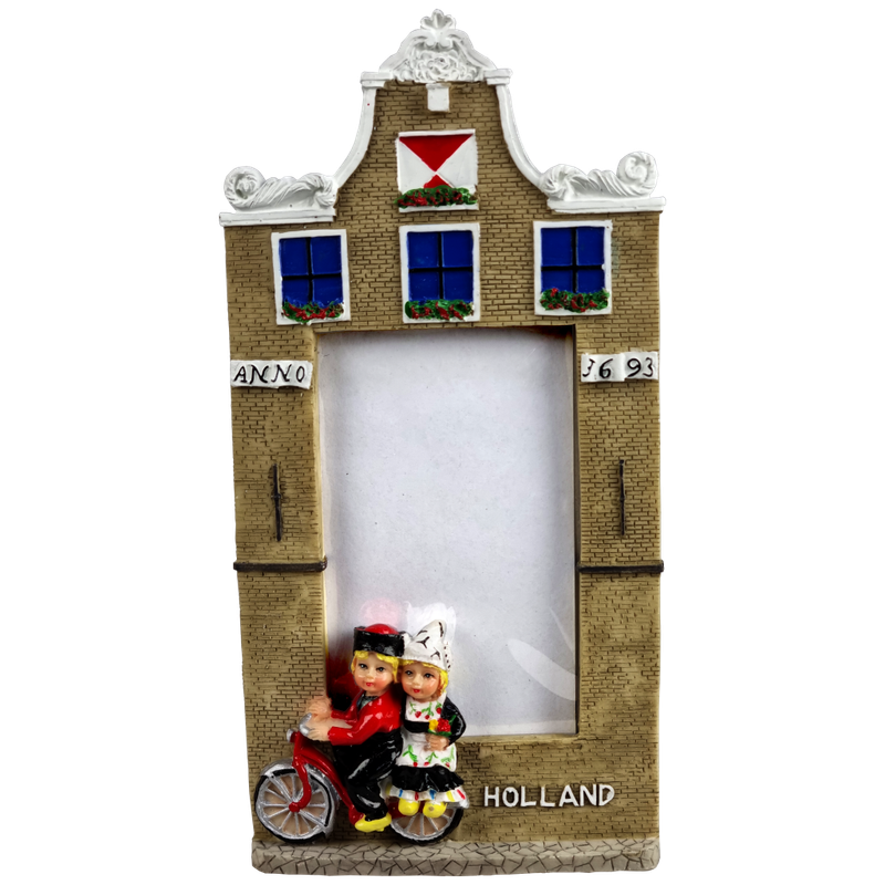 Fotolijstje boer en boerin op fiets