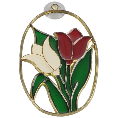 Raamdecoratie tulp wit, rood