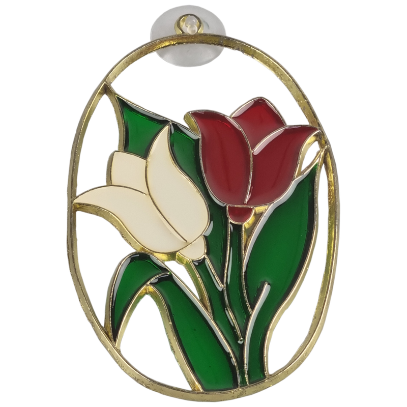 Raamdecoratie tulp wit, rood