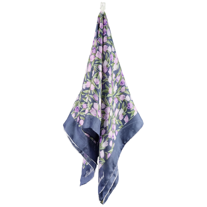 Zijden sjaal tulpen marine