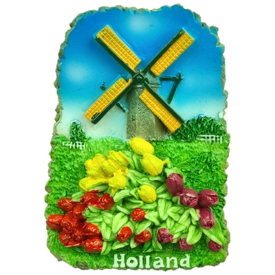 Magneet Molen met tulpen