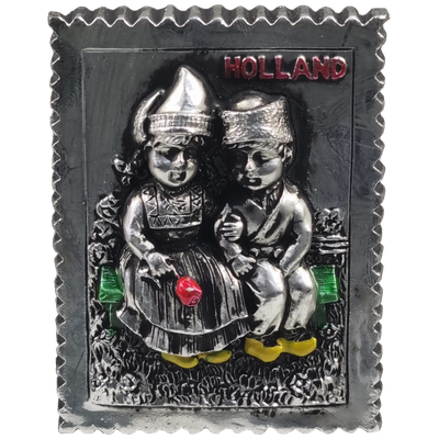 Boer en boerin zilver - magneet