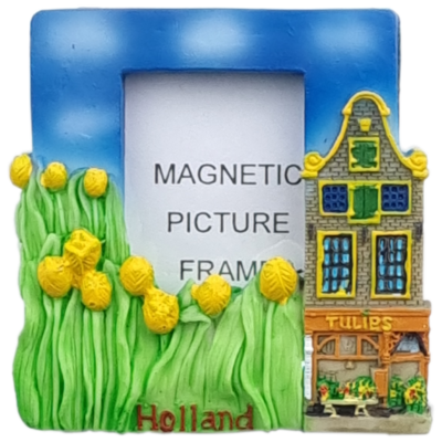 Fotolijstje gevelhuisje met tulpen - magneet