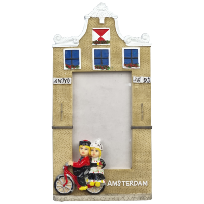Amsterdam, fotolijstje boer en boerin op fiets