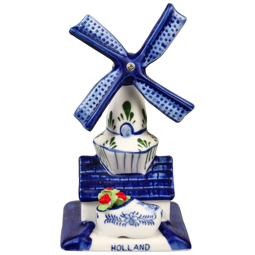 Delfts blauwe Molen met klomp/bloemen 7x13,2