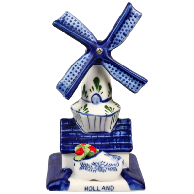 Delfts blauwe Molen met klomp/bloemen 7x13,2