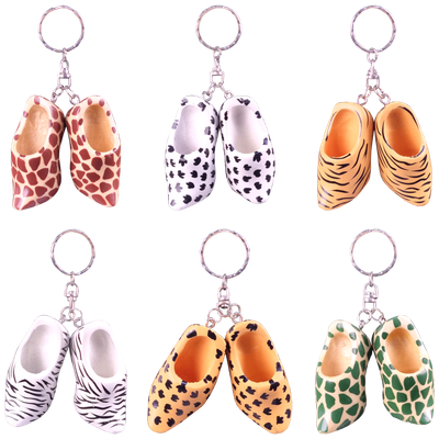 Klompjes Safari 8 cm, 6 assorti - sleutelhanger