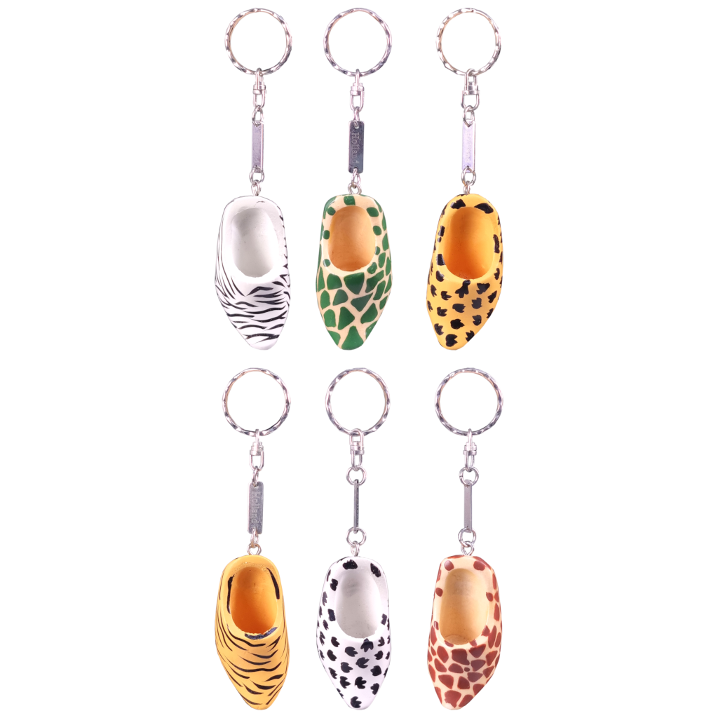 Klompje Safari 8 cm, 6 assorti - sleutelhanger