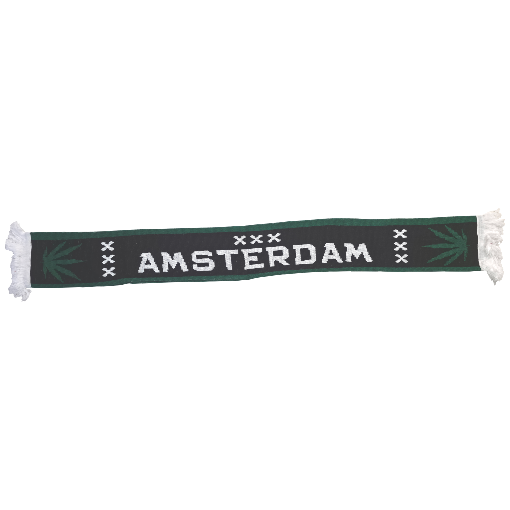 Sjaal Amsterdam weedblad groot/groen