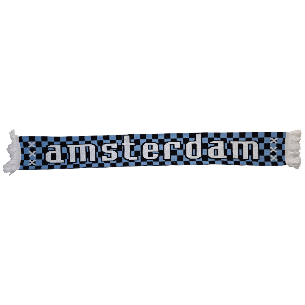 Sjaal Amsterdam blauw/zwart geblokt