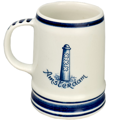 Delfts blauwe Bierpul Amsterdam 8,5 cm