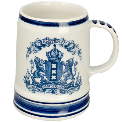 Delfts blauwe Bierpul Amsterdam 8,5 cm